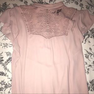 Express Mock Neck Lace Blouse